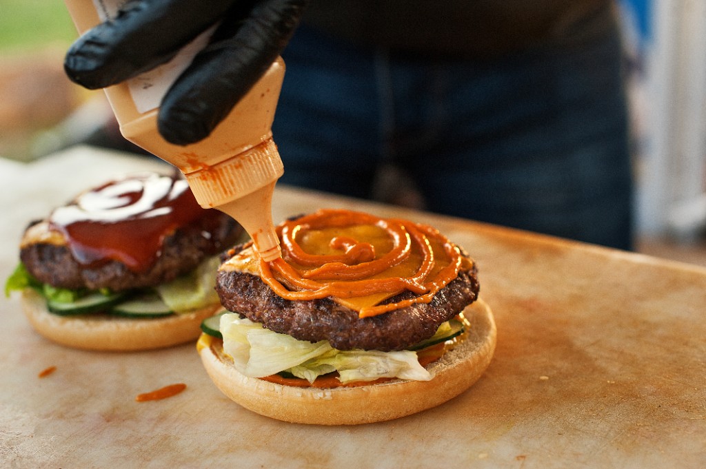 House sauces layered on the patty